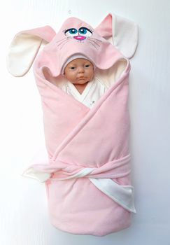 Plic cu gluga 90*90 cm with Pink Rabbit 