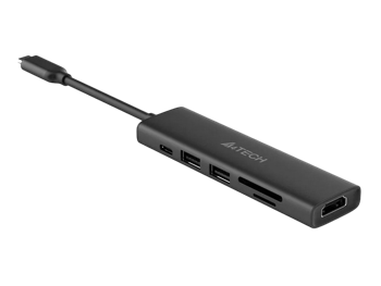 Docking Station A4Tech 6-IN-1, HDMI, 2xUSB 3.0, Type C,  PD100W, SD/TF, Aluminum, Ash Grey 