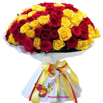 Букет из разноцветных роз  "ECUADOR" 60-70CM 
