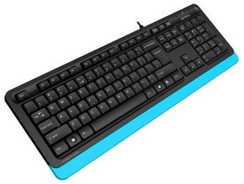 Keyboard A4Tech FK10, Multimedia Hot Keys, Laser Inscribed Keys , Splash Proof, Black/Blue, USB 