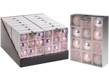 Набор шаров 12X50mm, розовые, в коробке 