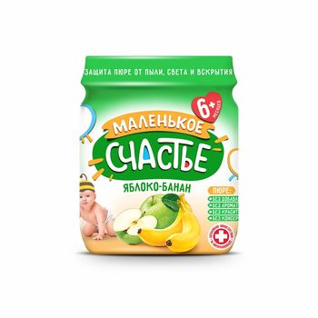 Piure de mere și banane Malenkoe Schastie, 90g 