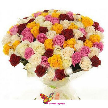 Букет из разноцветных роз  "ECUADOR" 60-70CM 