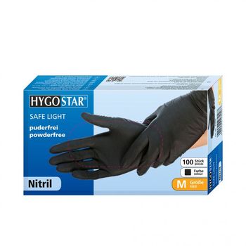 Перчатки NITRIL SAFE LIGHT, размер M, ЧЕРНЫЕ, 100шт, HYGOSTAR, FM 