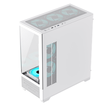 Case ATX GAMEMAX Vista AW, w/o PSU, 0.6mm, 6x120mm ARGB fans, Dual TG, USB3.0, Type-C, White 