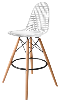 купить Металлический стул с деревянными ножками и белой кожей. в Кишинёве 