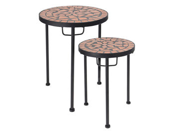 Набор столиков Mozaic металл-камень D30,H38cm, D25,H32cm 
