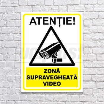 cumpără Indicator de avertizare "ZONA SUPRAVEGHEATA VIDEO" Autocolant + Dibond 26 x 20 cm în Chișinău 