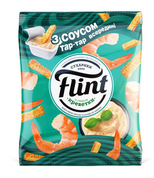 Сухарики Flint со вкусом креветка 70 гр + соус тартар 15 гр 