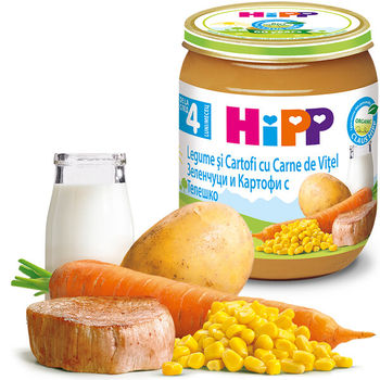 купить Пюре Hipp овощи и картофель с телятиной (4+ мес.), 125 г в Кишинёве 