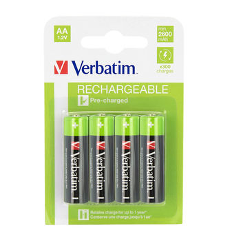 Verbatim AA Rechargeable Battery 2600mAh 4 Pack 49941