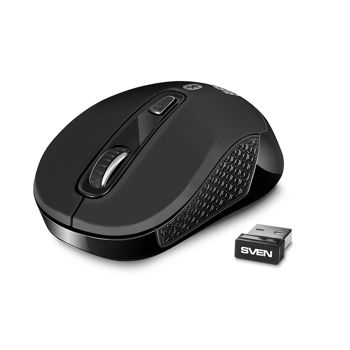 Mouse SVEN RX-575SW Black Bluetooth + Wireless 2.4GHz, Optical Mouse, rechargeable 400mAh, Nano Receiver, 800/1200/1600dpi, 3+1(scroll wheel) Silent buttons, Switching DPI modes, Rubber scroll wheel, Black (mouse/мышь)