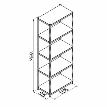 купить Стеллаж металлический с пластиковой плитой Moduline 1195x505x1830 мм, 5 полок/PLB в Кишинёве 