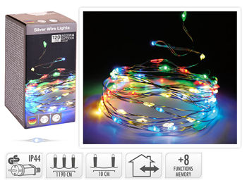 Luminite de Craciun "Fir" 120microLED multicolore, 12m cablu transparent, 8reg 