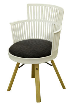 купить Белый пластиковый стул с деревянными ножками и мягким сиденьем. в Кишинёве 