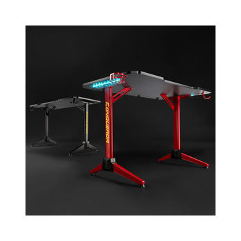 Masa gaming LUMI GMD03-1 Conqueror Gaming Desk with RGB Lighting, Black/Red, 1200x600mm, Weight Capacity 100Kg, Multi-Color Gradient Breathing LED Light (Birou Gaming) XMAS