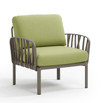 Кресло с подушками для сада и терас Nardi KOMODO POLTRONA TORTORA-avocado Sunbrella 40371.10.139