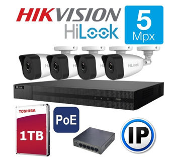 HIKVISION by HILOOK SET 4 Camere 5 Megapixeli IP POE 1TB 