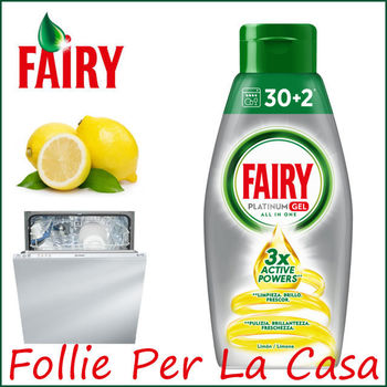 Гель для мытья посуды в посудомоечных машинах Fairy Platinum Gel лимон 32 доз, 650 мл 