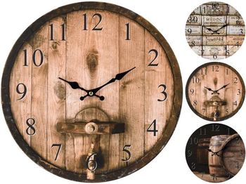 Часы настенные круглые 33cm, H4.2cm "Bistro", деревянные 