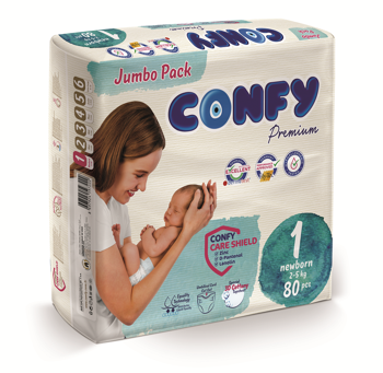 Подгузники детские Confy Premium Jumbo, №1 (2-5 кг) 80 шт. 