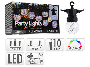 Ghirlanda ”Party Lights” Progarden 10LED, multicolor, 7.5m, G50, D5cm 