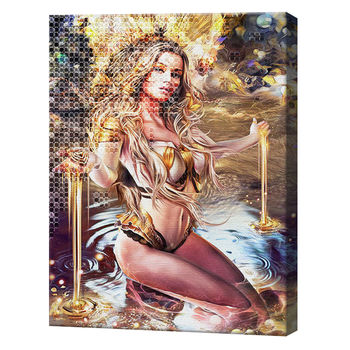 Нимфа с золотыми волосами, 40x50 см, комбо-набор для росписи номеров + алмазная мозаика, YHDGJ75015 