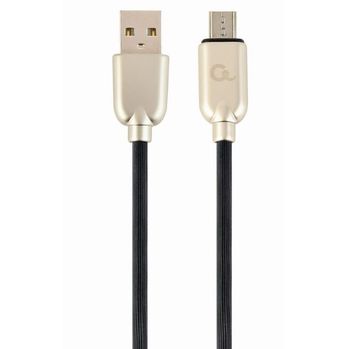 Blister MicroUSB/USB2.0,   2.0 m, Cablexpert Premium Rubber Black, CC-USB2R-AMmBM-2M 