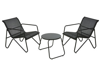 Set mobilier metalic 3 piese: masa D47, H43cm, 2 scaune 59X75XH76cm 