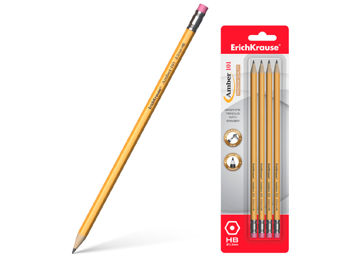 Set creioane simple cu radiera 4buc HB ErichKrause Amber 101, blister 