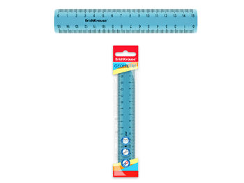 Rigla 15cm ErichKrause Standard, albastra, plastic 