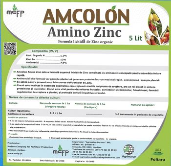 cumpără Amcolon Amino Zn 12% - fertilizant foliar lichid cu Zinc și Sulf - MCFP în Chișinău 