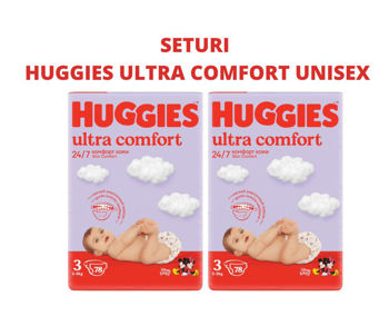 купить Набор Подгузники Huggies Ultra Comfort Mega 3, унисекс (5-9 кг), 2х78 шт в Кишинёве 