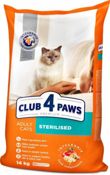 CLUB 4 PAWS Премиум cухой корм для взрослых стерилизованных кошек 14 кг 