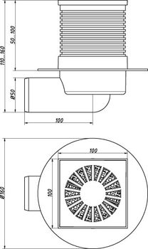 cumpără Sifon de pardoseala PP D. 50 х 90° orizontal alb reglabil (100 x 100 mm)  ORIO în Chișinău 