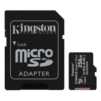 256GB MicroSD (Class 10) UHS-I (U3) +SD adapter, Kingston Canvas Select+ "SDCS2/256GB" (100/85MB/s) 