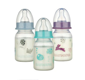 "Baby-Nova" Силиконовая бутылочка со стандартным горлышком, 120 мл, низкий поток, без BPA, 1 шт./картонная коробка (46010) 