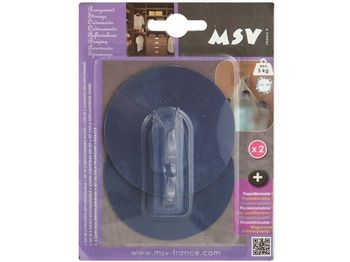 Cârlige autoadezive, MSV, 2buc, rotunde 8cm, albastre, din plastic 