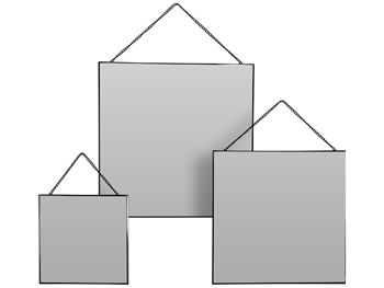 Набор настенных зеркал 3 шт: 35x35/30x30/20x20 см 