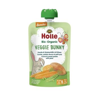 Piure de morcovi, cartofi și  mazăre Holle Bio Organic Veggie Bunny (6 luni+), 100g 