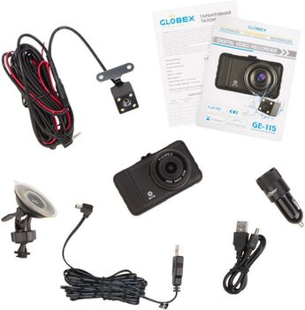 DVR Globex GE-115, 1920*1080 FPS, / 140°- 98° / microSDHC up to 64Gb / 3" LCD / Rear View Camera 