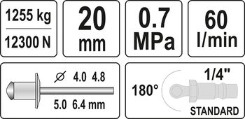 cumpără Aparat de nituit pneumatic YATO 4,0-6,4mm YT-36177 în Chișinău 