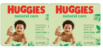 купить Набор Влажные салфетки Huggies Natural Care, 4 x 56 шт в Кишинёве 