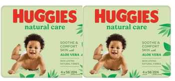 cumpără 1 Set 2 pachete șerveţele umede Huggies Natural Care, 4 x 56 buc în Chișinău 