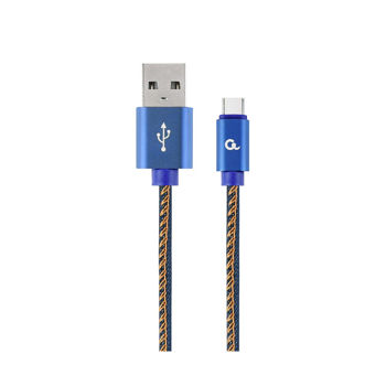 Cablexpert CC-USB2J-AMCM-2M-BL, Blue - 2m, Cable USB2.0/Type-C Premium Jeans, USB 2.0 A-plug to type-C plug, blister