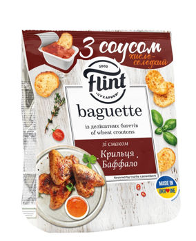 Baguette Flint cu gust aripioare baffalo 55 g + sos dulce si acru 15 g 