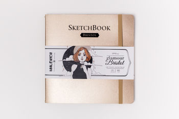 Скетчбук Малевичъ для графики и маркеров Bristol Glamour, золотой песок, 180 гм, 19х19 см, 20л 