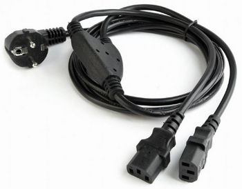 Power Cord PC-220V   2m Euro Plug, Y-cord 1.55m+Y neck 0.45m+0.45m, Cablexpert, PC-186-ML6 