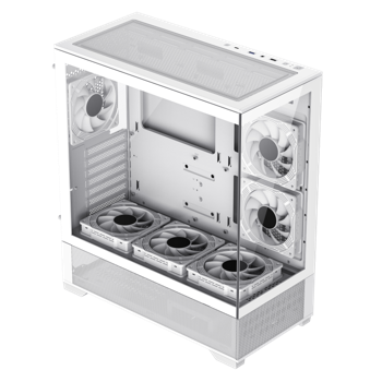 Case ATX GAMEMAX Vista AW, w/o PSU, 0.6mm, 6x120mm ARGB fans, Dual TG, USB3.0, Type-C, White 
