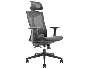 Lumi Premium High-Back Mesh Office Chair CH05-8, Black, Height Adjustable Armrest, Adjustable Lumbar Cushion, Adjustable Headrest, Adjustable Tilt Back, Seat-Depth Adjustment,340mm Nylon Base, 60mm P